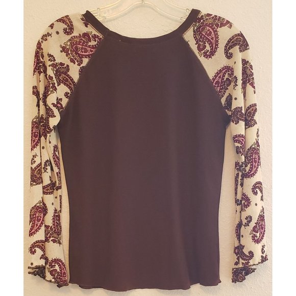 Jordache ~ Paisley Long Sleeve ~ Brown and Cream Color ~ Girls Size 14/16 - Picture 2 of 6